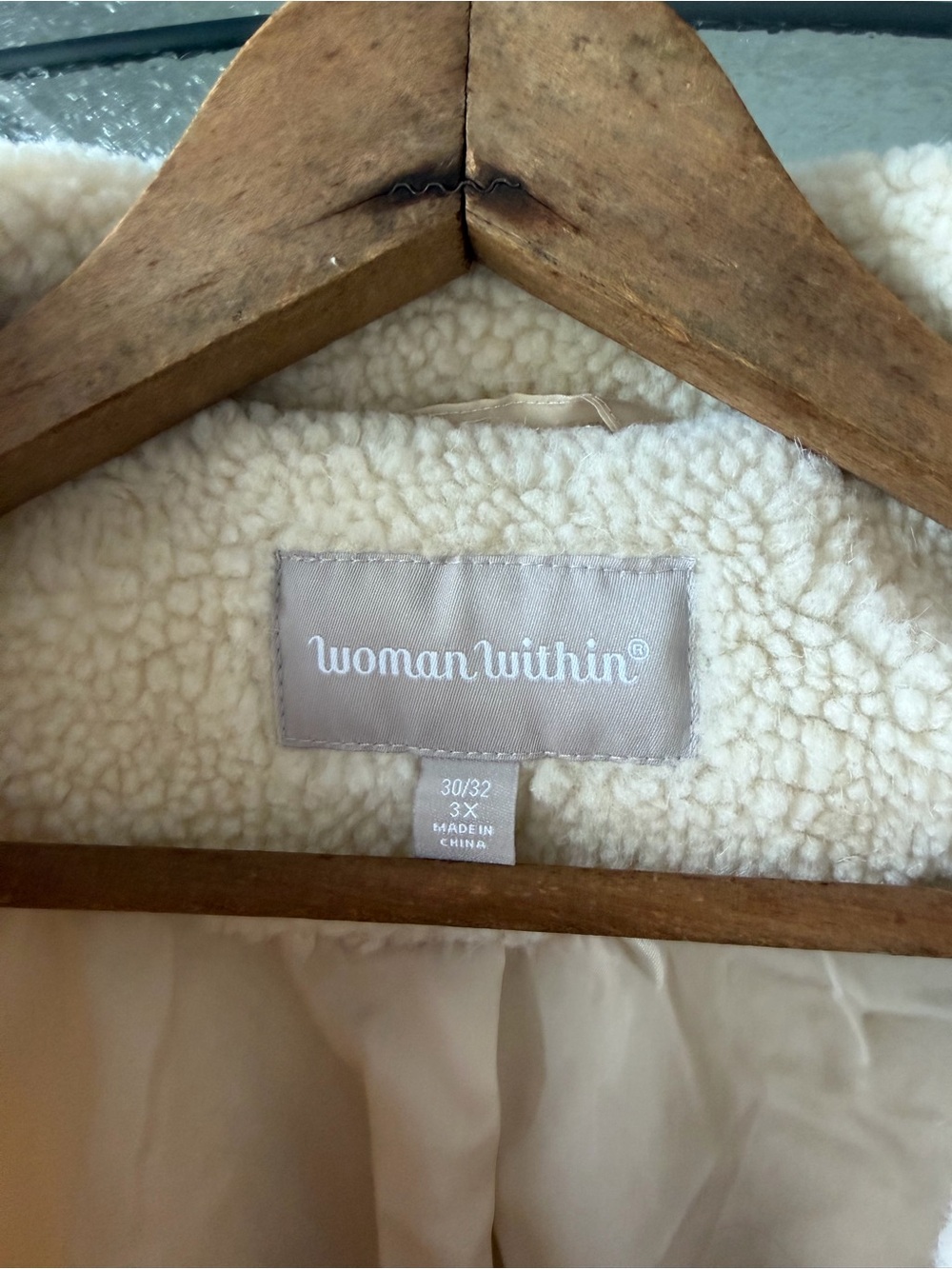 Woman Within Cream Sherpa-Lined Robe Jacket